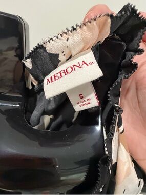 Merona Black & Cream Floral Blouse